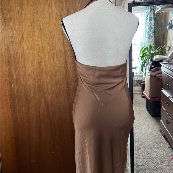 Zara One Shoulder Brown Dress - Picture 4 of 5